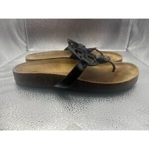 Tory Burch Miller Cloud Black Patent Sandals Flip Flops Women’s Size 7